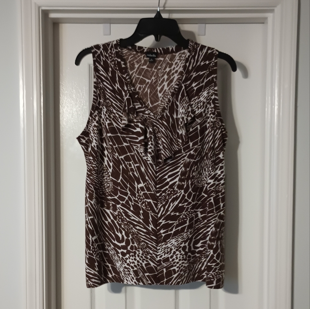 Rafaella brown and white sleeveless top size L